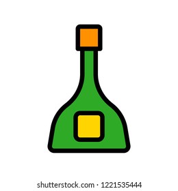 liquor bottle, beverage set, flat icon editable outline