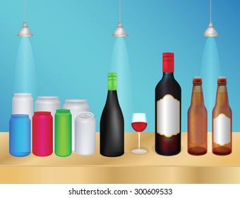 liquor bottle and can