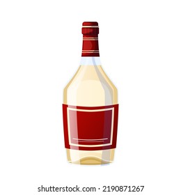 Liquor Bottle Cartoon. Alcohol Drink, Retro Glassm Coctail Menu Liquor Bottle Vector Illustration