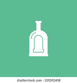 Liquor Bottle Flat Icon On Green Background