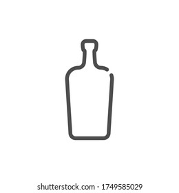 Liquor bottle in flat style on white background. Simple template design. Beverage icon design. Isolated illustration outline object. One line symbol of an alcoholic drink. Single shape drink product.