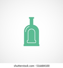 Liquor Bottle Green Flat Icon On White Background