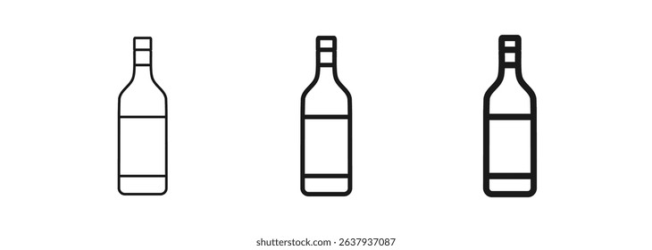 Liquor bottle icon in thin, regular and bold outline thicknesses. Alcohol and spirits concept. Perfect for ui ux design, apps, packaging, or branding. Vector illustration isolated on white background