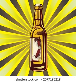 Frasco de licor con etiqueta