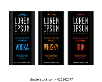 liquor bottle label designs for vodka  whisky whiskey   rum