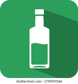 Liquor bottle sign. Drinks. Hard alcohol. Milk can. Flat 3D shadow illustration. Green background white vector. Board banner display printable. App icon.