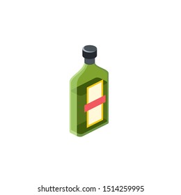 Liquor bottle. Vector 3d isometric, color web icons set, new flat style. Creative illustration design, idea for infographics.