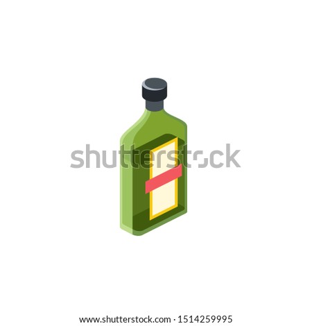 Liquor bottle. Vector 3d isometric, color web icons set, new flat style. Creative illustration design, idea for infographics.