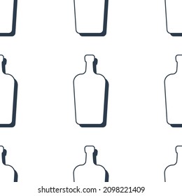 Frascos de licor sin soldadura. Estilo de arte de línea. Imagen de contorno. Plantilla de repetición en blanco y negro. El concepto de las bebidas de fiesta. Ilustración sobre fondo blanco. Estilo de diseño plano para cualquier propósito. Vector.