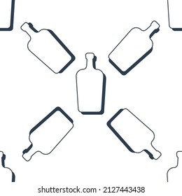 Liquor bottles seamless pattern. Line art style. Outline image. Black and white repeat template. Party drinks concept. Illustration on white background. Flat design style for any purposes. Vector.
