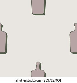 Liquor bottles seamless pattern. Line art style. Outline image. Color repeat template. Party drinks concept. Illustration on background. Flat design style for any purposes. Vector.
