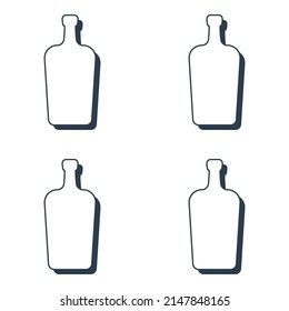 Liquor bottles seamless pattern. Line art style. Outline image. Black and white repeat template. Party drinks concept. Illustration on white background. Flat design style for any purposes. Vector.
