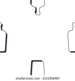 Liquor bottles seamless pattern. Line art style. Outline image. Black and white repeat template. Party drinks concept. Illustration on white background. Flat design style for any purposes. Vector.
