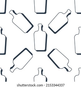 Frascos de licor sin soldadura. Estilo de arte de línea. Imagen de contorno. Plantilla de repetición en blanco y negro. El concepto de las bebidas de fiesta. Ilustración sobre fondo blanco. Estilo de diseño plano para cualquier propósito. Vector.
