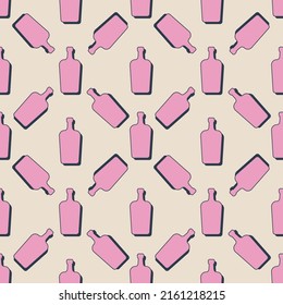Frascos de licor sin soldadura. Estilo de arte de línea. Imagen de contorno. Plantilla de repetición de color. El concepto de las bebidas de fiesta. Ilustración sobre el fondo. Estilo de diseño plano para cualquier propósito. Vector.
