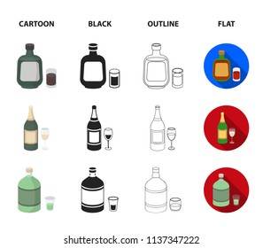 Liquor chocolate, champagne, absinthe, herbal liqueur.Alcohol set collection icons in cartoon,black,outline,flat style vector symbol stock illustration web.