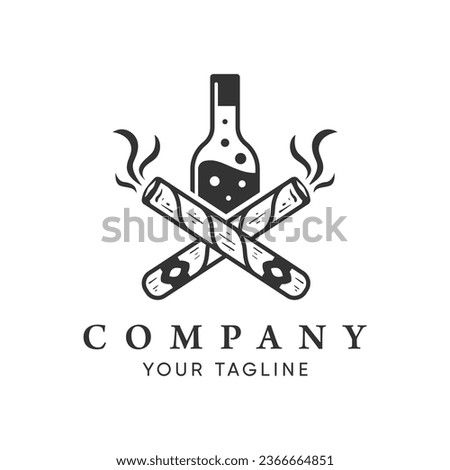 Liquor and cigars on white background, vector eps 10