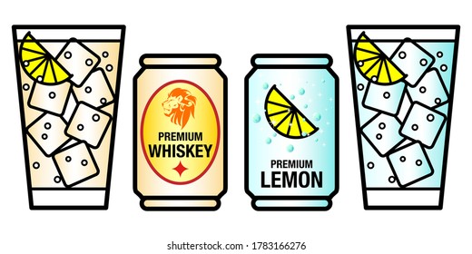 Liquor highball, shochu high, sour vector design illustration icon color