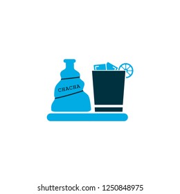 Liquor icon colored symbol. Premium quality isolated chacha with ice element in trendy style.