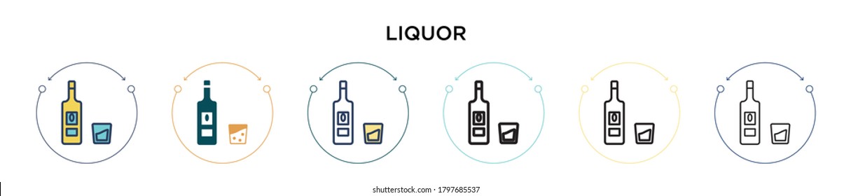 Liquor Icon In Filled, Thin Line, Outline And Stroke Style. Vector Illustration Of Two Colored And Black Liquor Vector Icons Designs Can Be Used For Mobile, Ui, Web