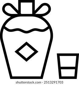 Spirituosen-Symbol. Dünnes lineares Design einzeln auf weißem Hintergrund