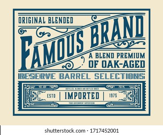 Liquor label with floral ornaments