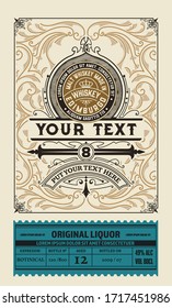 Liquor Label Vintage Design Retro Vector Illustration