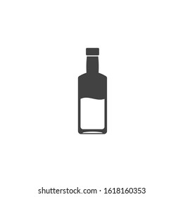 Liquor or milk bottle sign. Flat minimalist design. white background Gray black vector. product brand service label banner board display. App icon.
