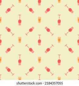 Liquor and rum glass seamless pattern, great design for any purposes. Doodle style. Hand drawn image. Repeat template. Party drinks concept. Freehand drawing. Cartoon sketch graphic draft. Vector.
