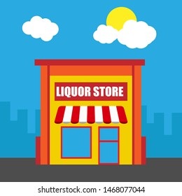 Liquor Store Front Exterior Facade.flat Design.liquor Store Building - Liquor Store Icon