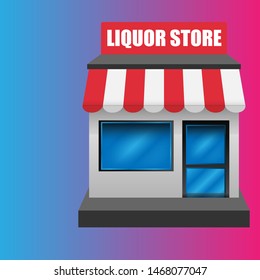 Liquor Store Front Exterior Facade.flat Design.liquor Store Building - Liquor Store Icon