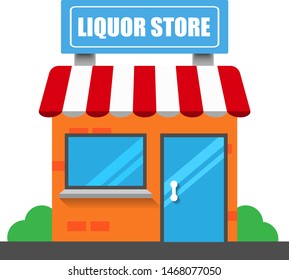 Liquor Store Front Exterior Facade.flat Design.liquor Store Building - Liquor Store Icon