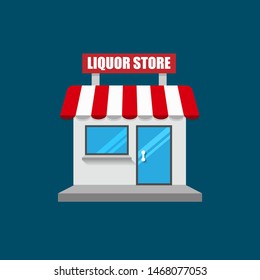 Liquor Store Front Exterior Facade.flat Design.liquor Store Building - Liquor Store Icon