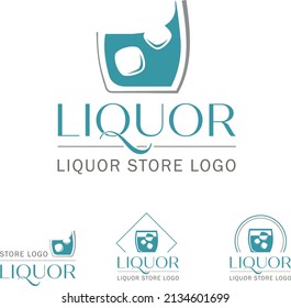 Liquor Store Logo glass tumbler whiskey whisky vector illustration 