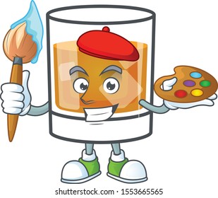 Liquor whiskey in the cartoon character painter.