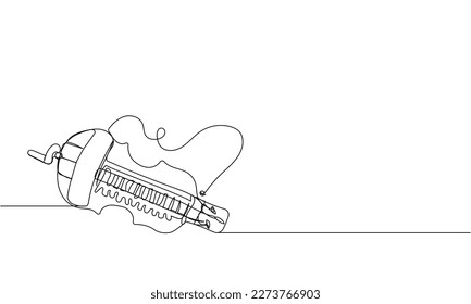Lira, hurdy-gurdy one line art. Continuous line drawing of music, stringed lyre, lyra instrument, culture, ukrainian, ethnic, ukraine, traditional, musical, national, folk