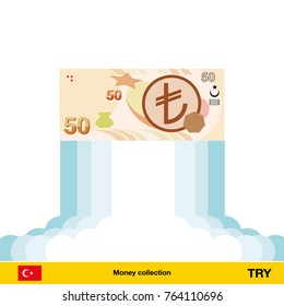 lira rising as a rocket. Increase of lira on international financial markets. turkey lira banknote.
