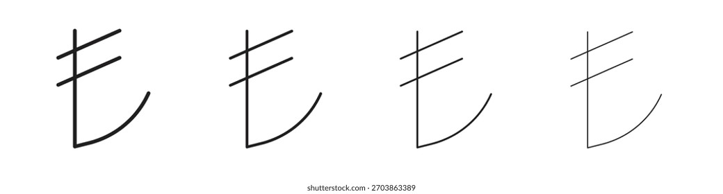 Icono de signo de lira icono de Vector lineal en un estilo editable.
