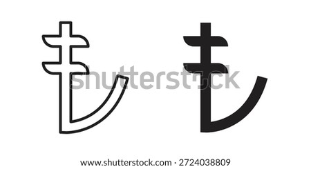 Lira sign icons, Line vector. solid symbol set