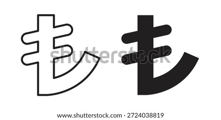 Lira sign icons, Line vector. solid symbol set