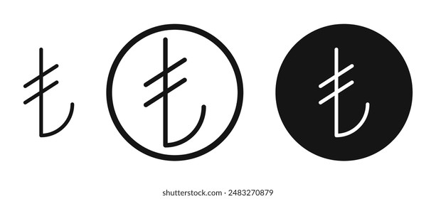 Lira sign outlined icon vector collection.