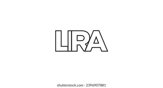 Lira in the Uganda emblem for print and web. Design features geometric style, vector illustration with bold typography in modern font. Graphic slogan lettering isolated on white background.
