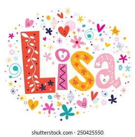 Lisa female name decorative lettering type design