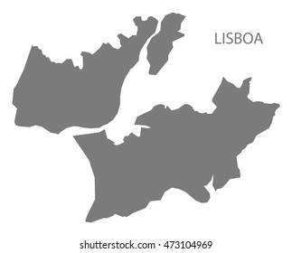 Lisboa Portugal Map in grey