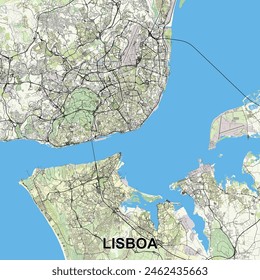 Lisboa, Portugal map poster art