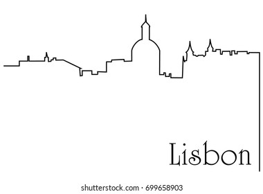 Lisbon city one line drawing background