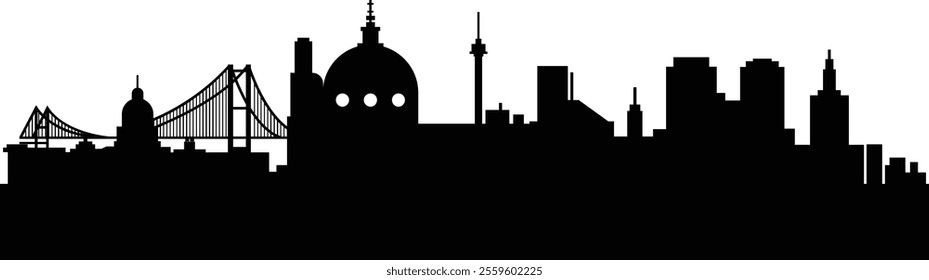 Lisbon  city silhouette prepared in vector