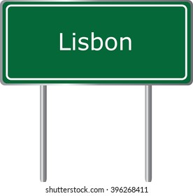 Lisbon , Connecticut , road sign green vector illustration, road table, USA city