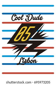 lisbon cool dude,t-shirt print poster vector illustration