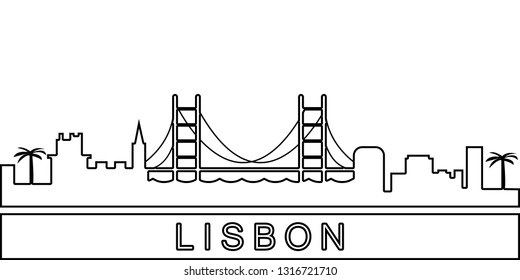 Lisbon detailed skyline icon. Element of Cities for mobile concept and web apps icon. Thin line icon for website design and development, app development